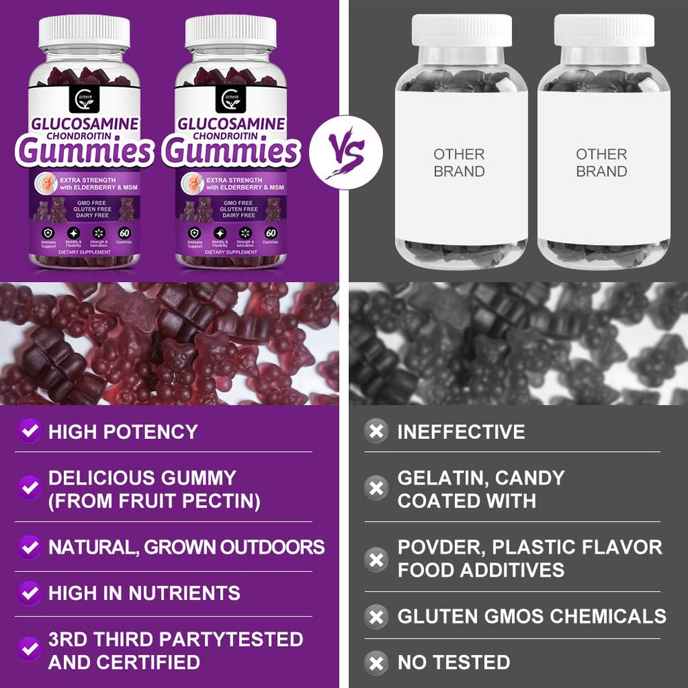 Icons indicating free from soy, dairy, nuts, gelatin and GMOs