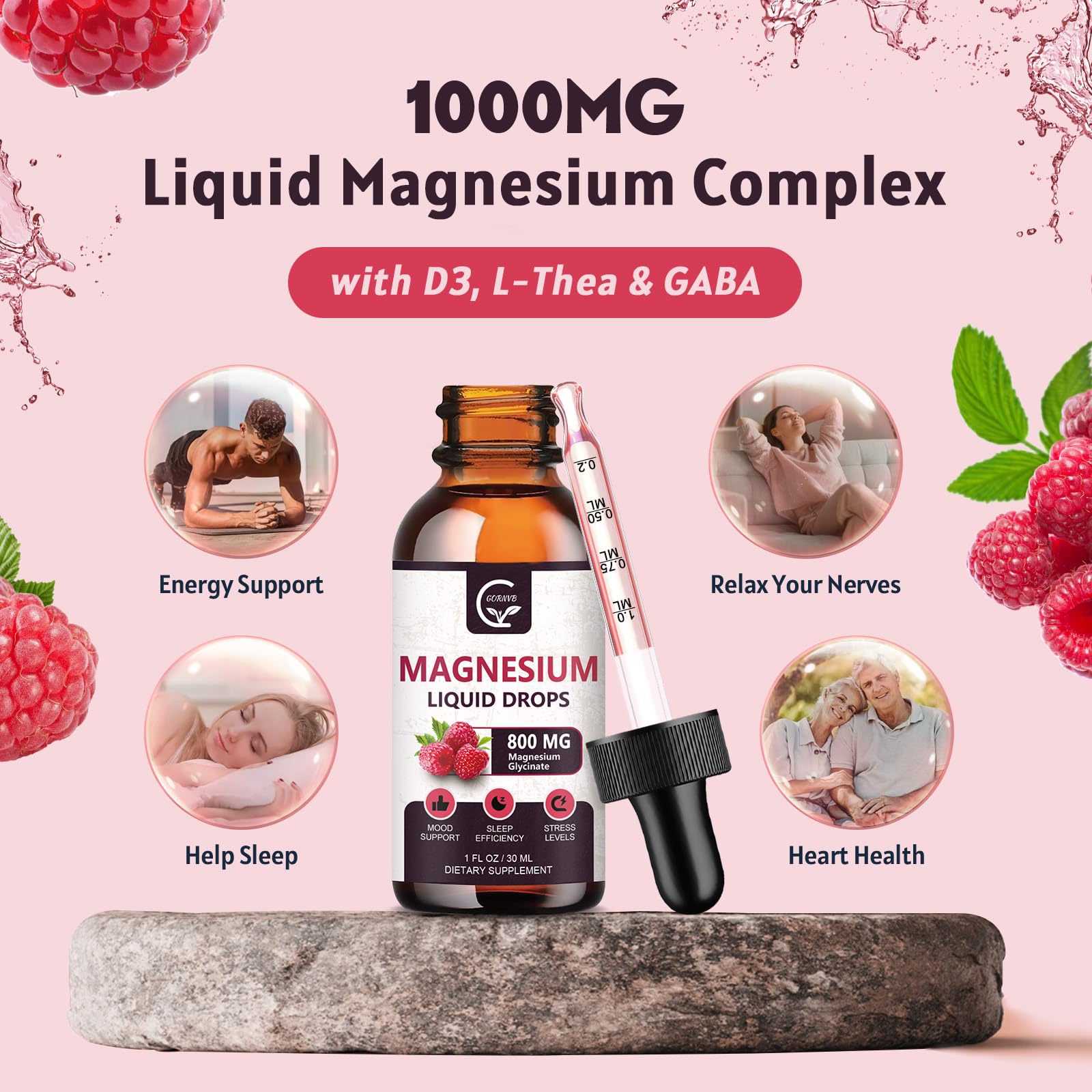 Liquid magnesium drops representing fast absorption