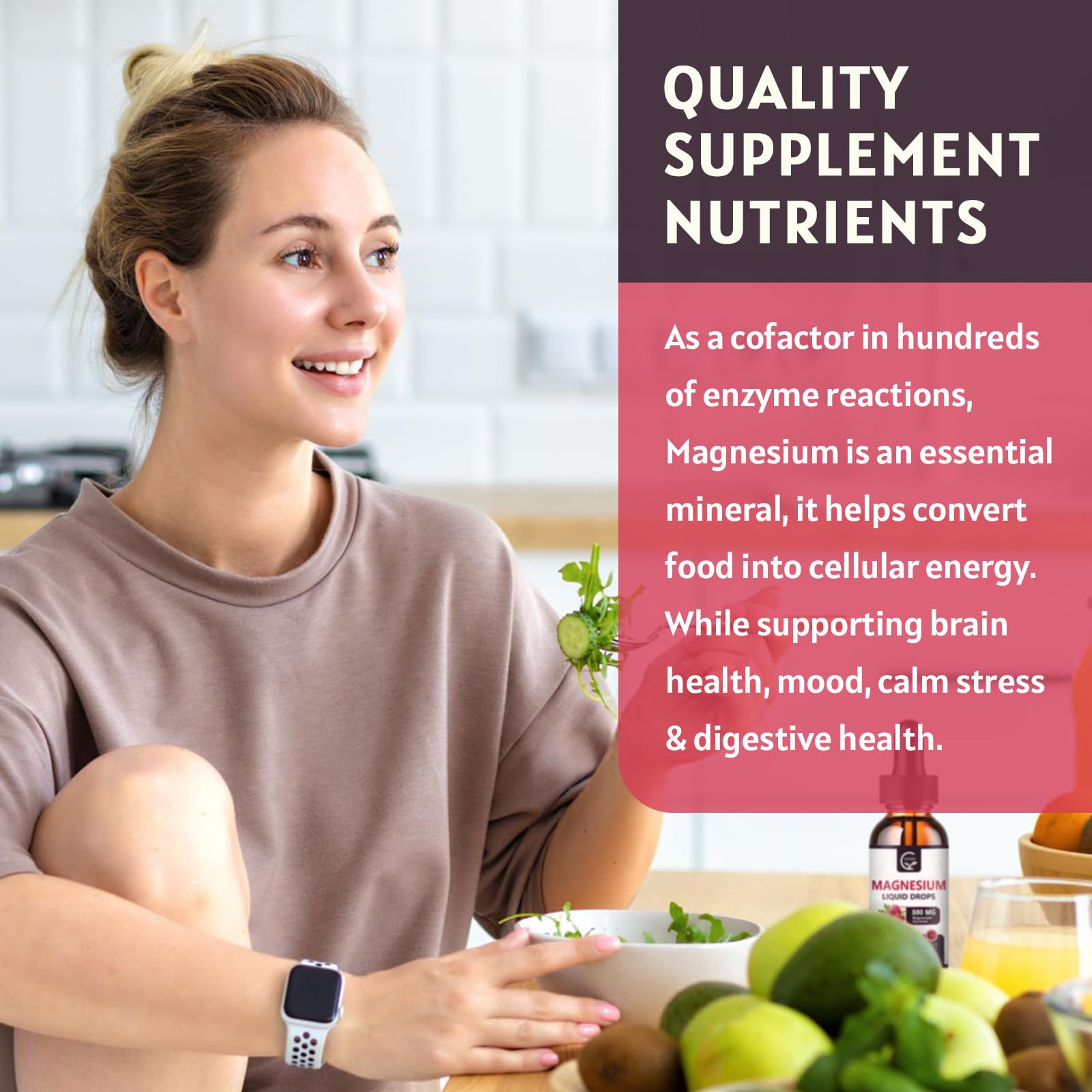 D3, L-Theanine and GABA icons representing benefits