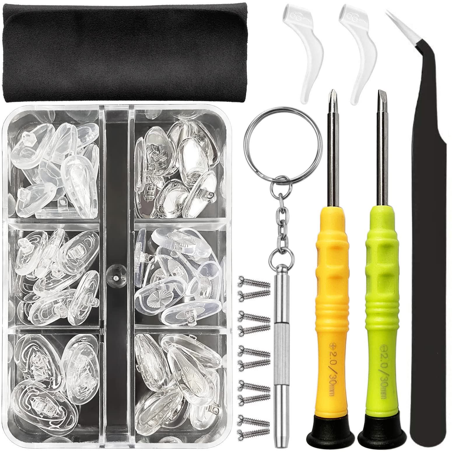 GOTOBA 22-pairs screw-in eyeglass nose pads kit with tools