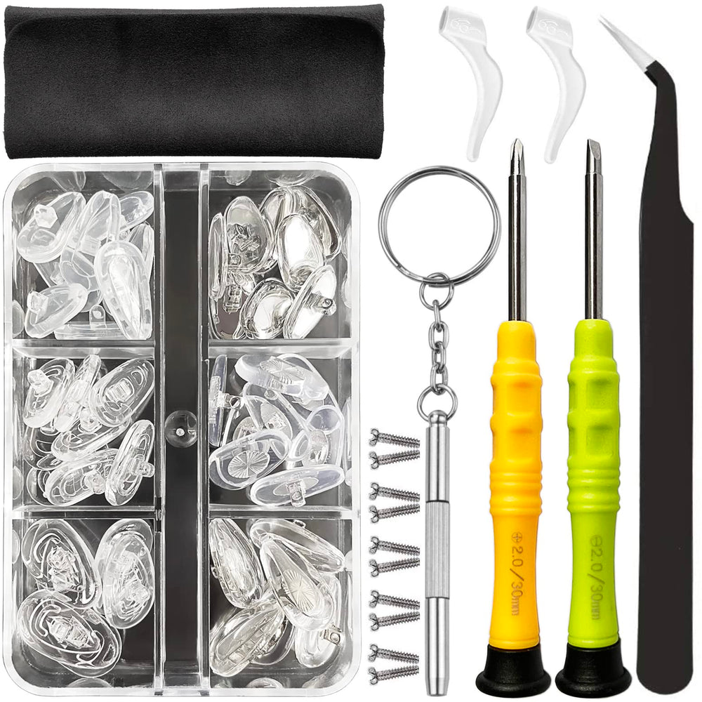 GOTOBA 22-pairs screw-in eyeglass nose pads kit with tools