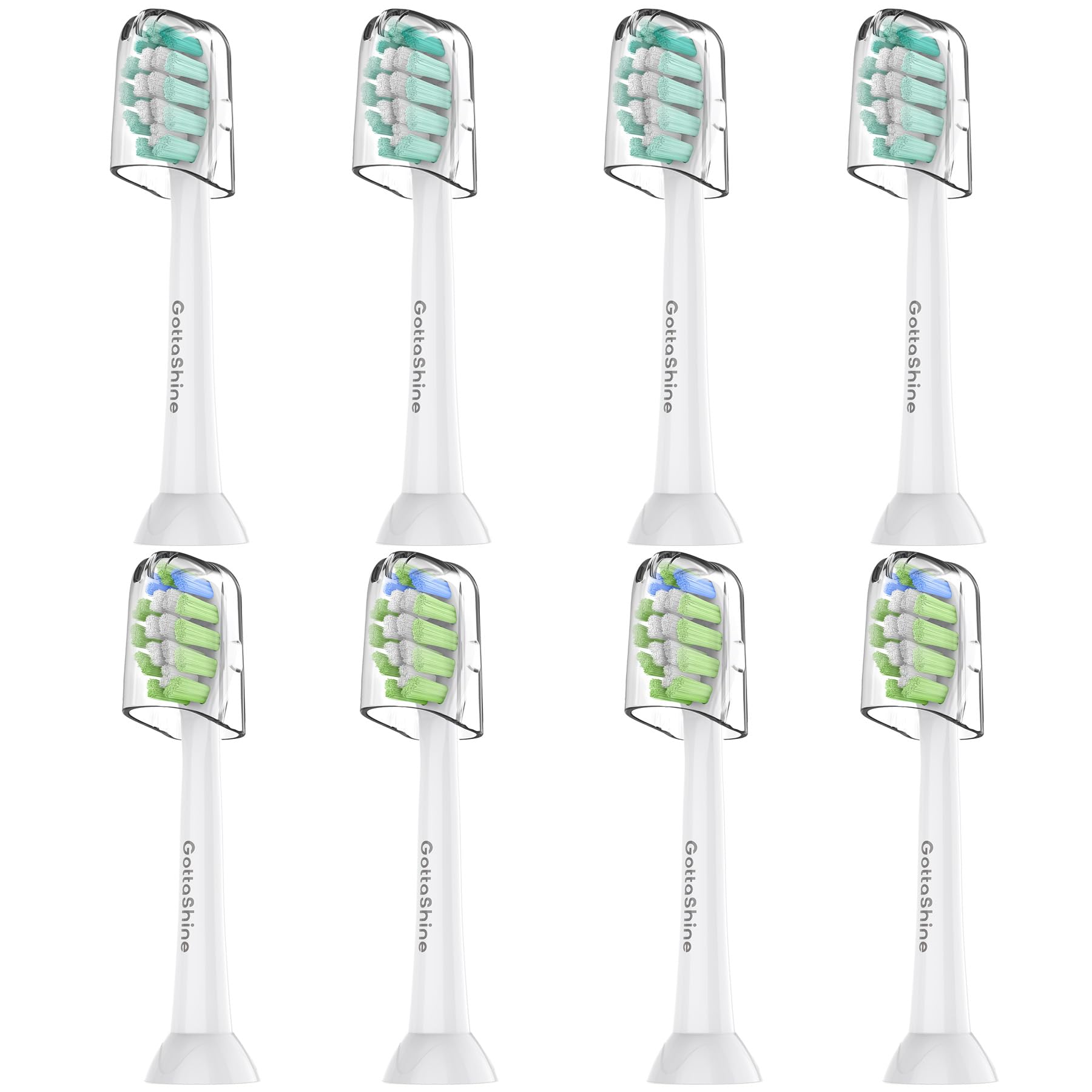 GottaShine Philips Sonicare Click-On replacement heads white 8-pack packaging front
