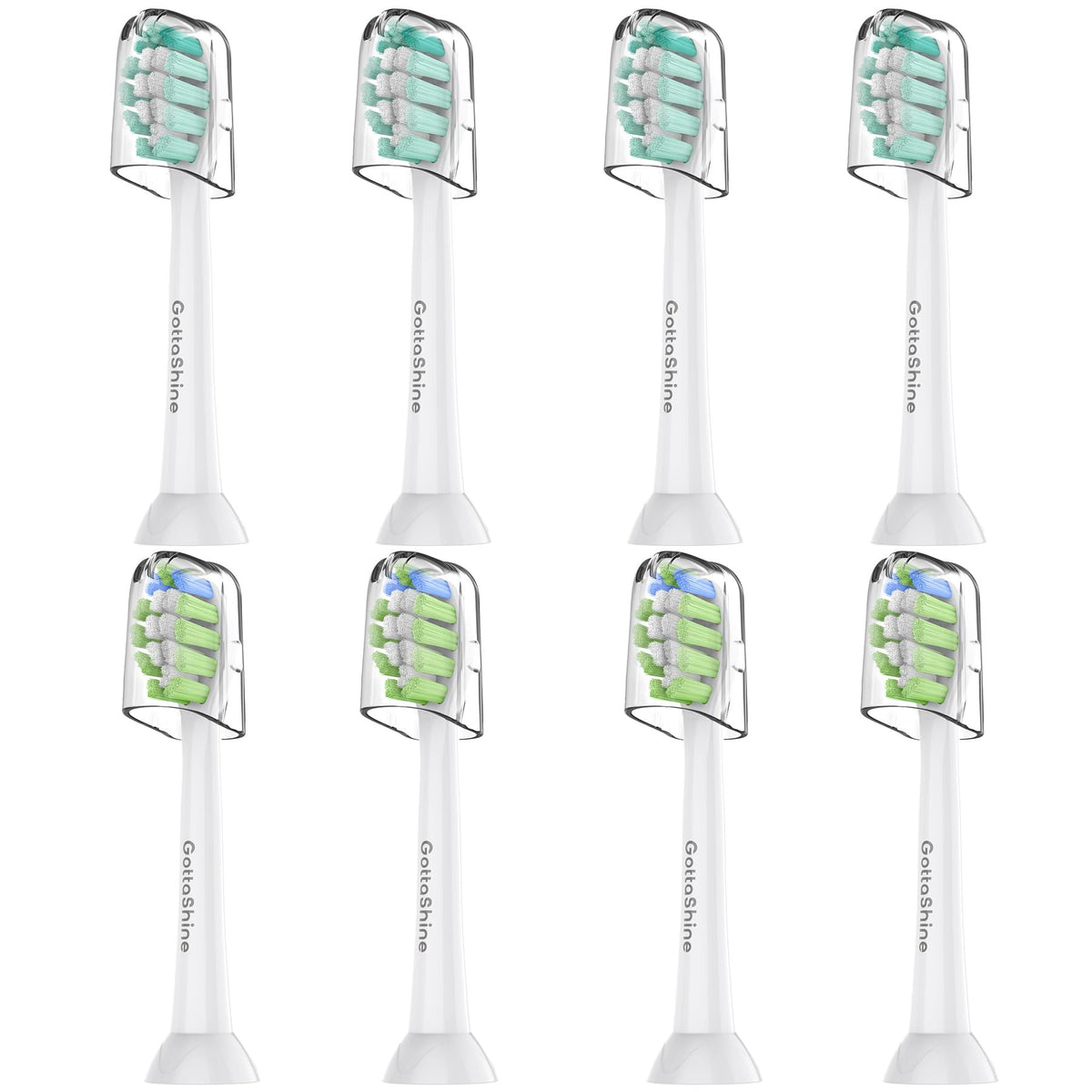 GottaShine Philips Sonicare Click-On replacement heads white 8-pack packaging front
