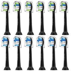 GottaShine Philips Sonicare replacement heads 12 pack Black