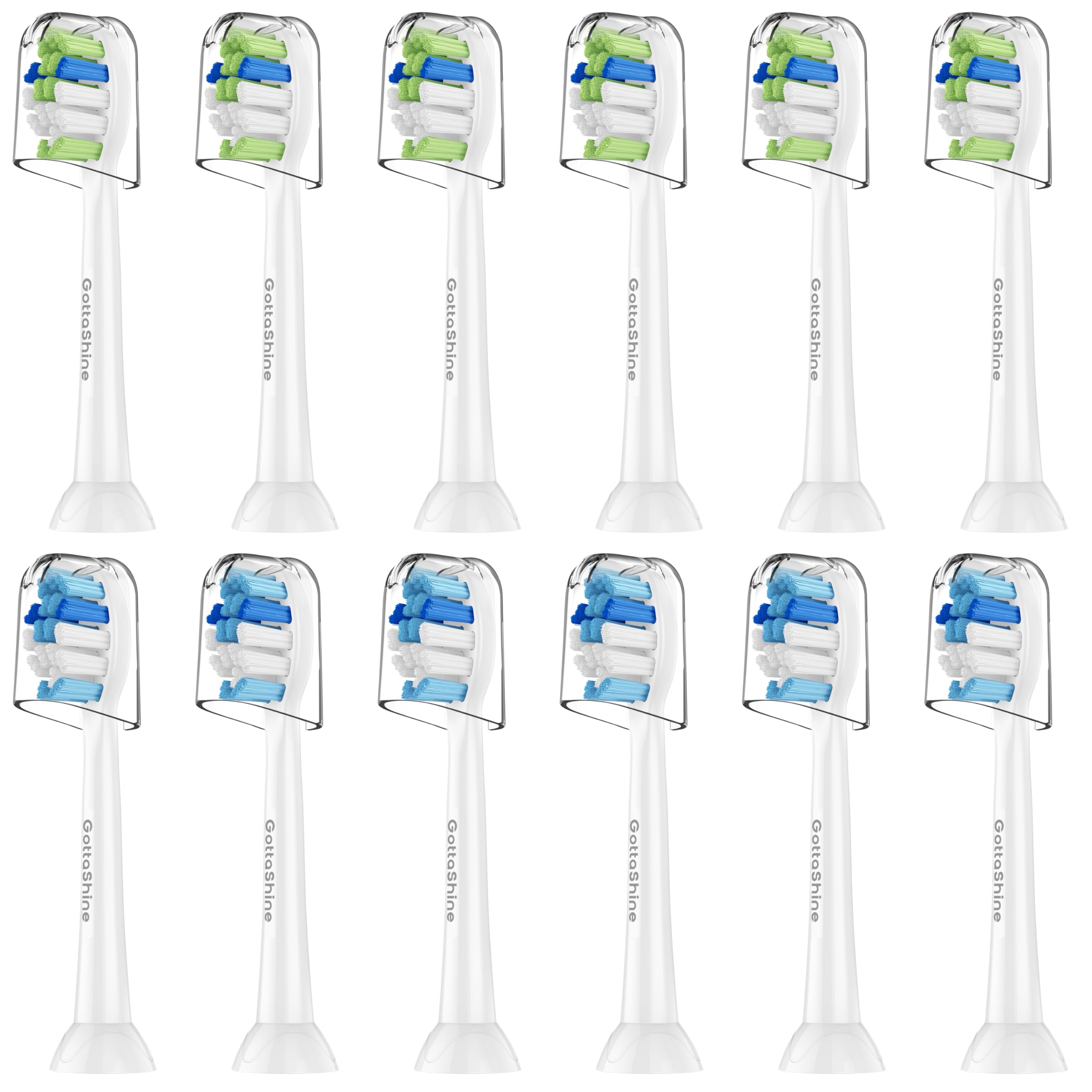 GottaShine Philips Sonicare replacement heads 12-pack white - front view