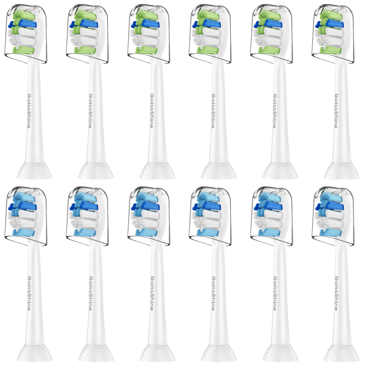 GottaShine Philips Sonicare replacement heads 12-pack white - front view
