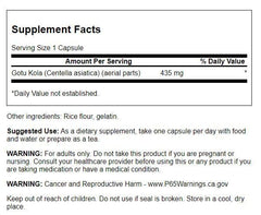 Gotu Kola 435 mg 60 capsules label
