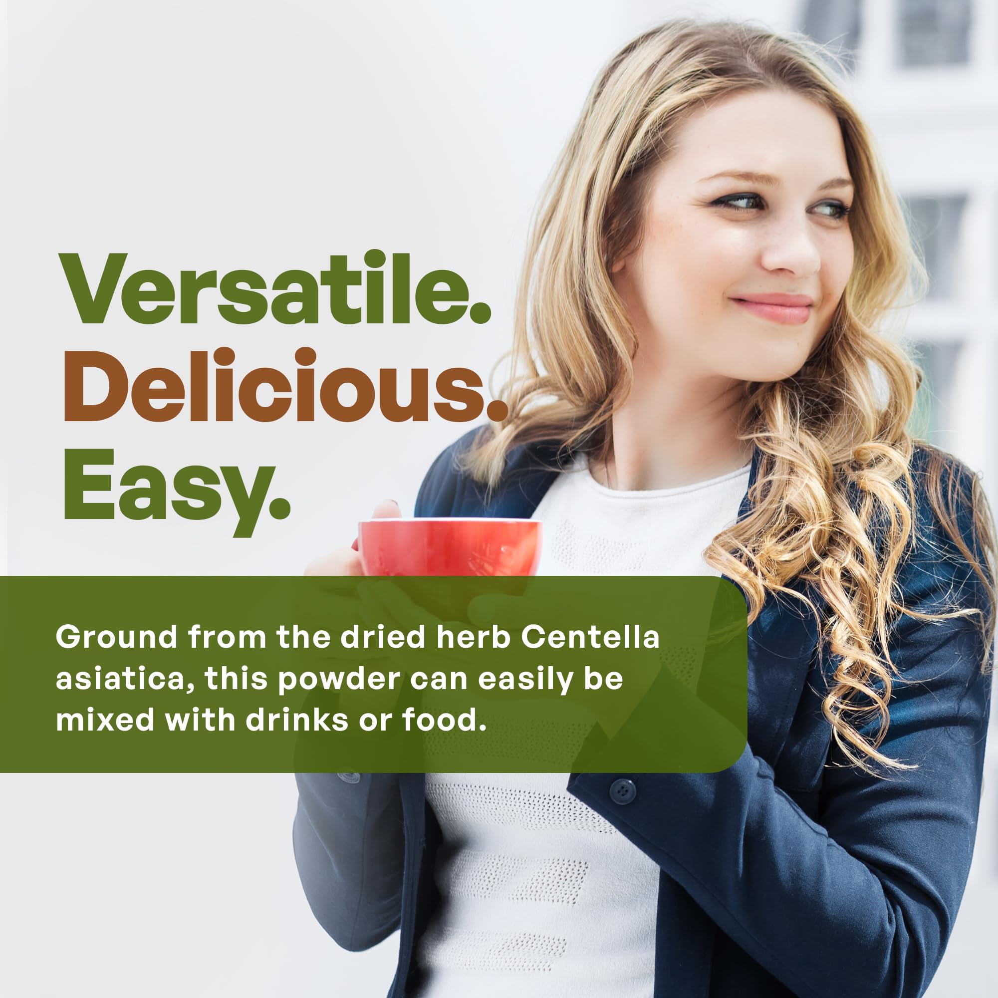 Gotu Kola extract powder being added to smoothie