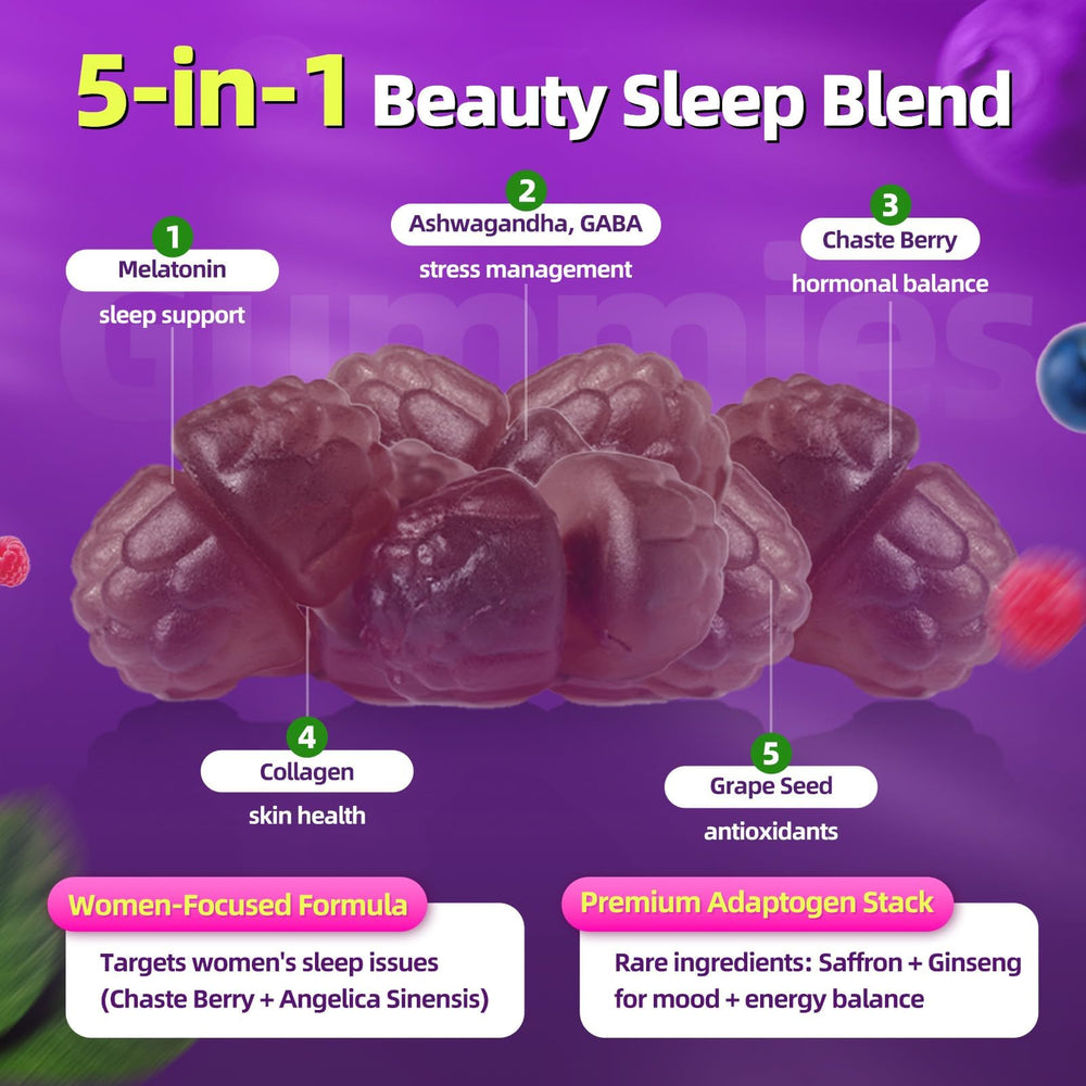 Melatonin gummies with collagen for beauty sleep and skin nourishment