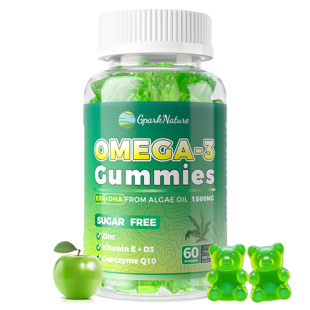GparkNature Vegan Omega-3 Gummies bottle featuring algae oil
