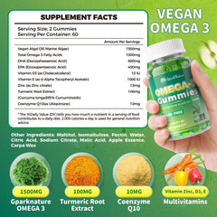 Close-up of Omega-3 gummies showing DHA and EPA content