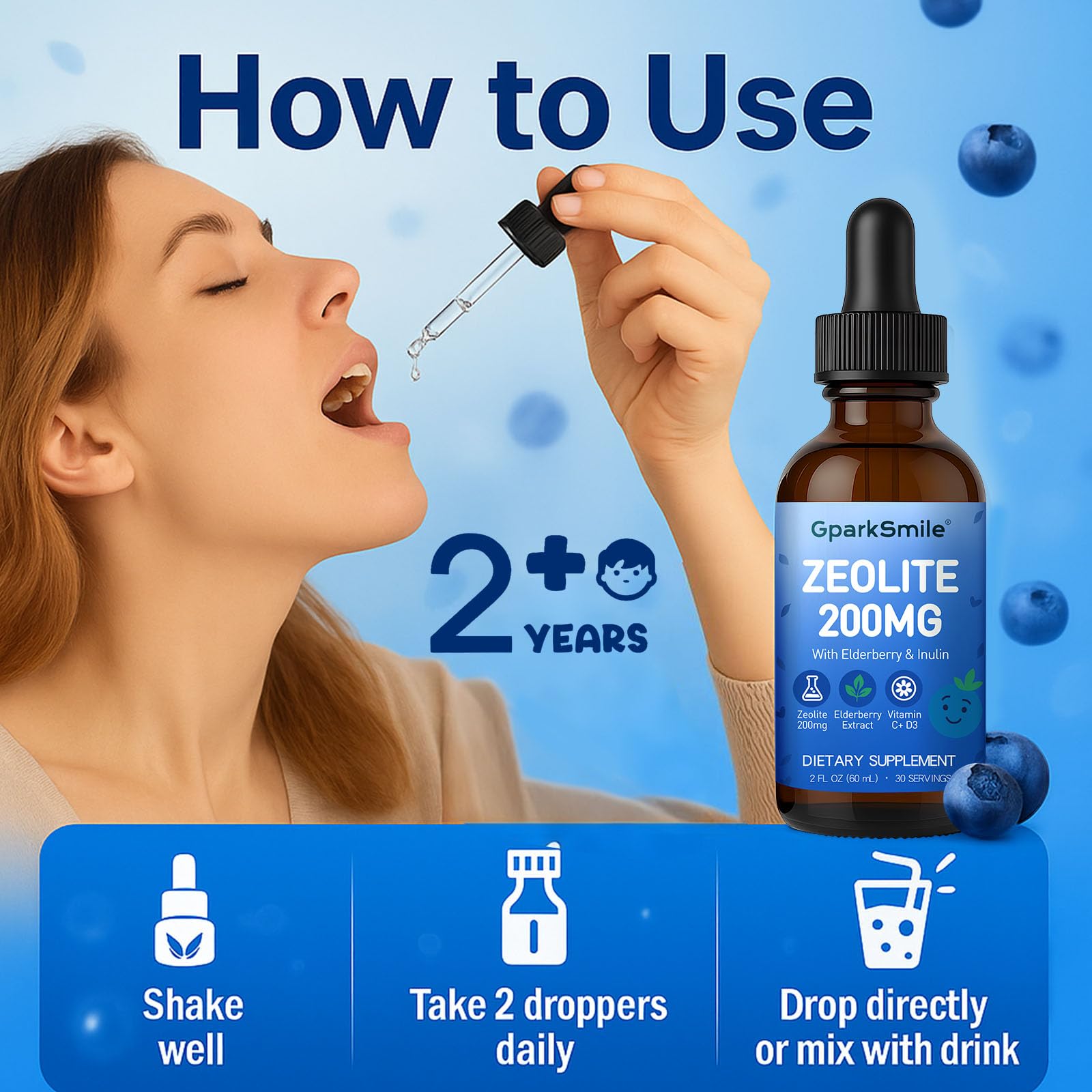 GparkNature Zeolite Detox Drops bottle-sideview shows compact 60ml packaging.