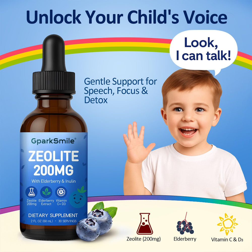 GparkNature Zeolite Detox Drops kids-dosing scene demonstrates easy daily dosing.