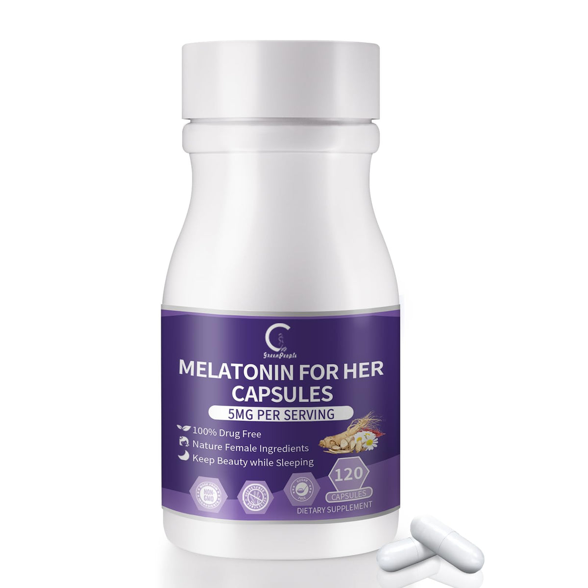 GPGP GreenPeople Melatonin 5mg extra-strength bottle