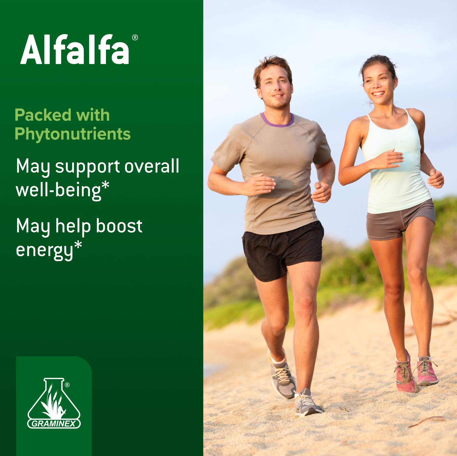 Organic alfalfa leaves and natural supplement imagery