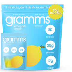 GRAMMS clear protein packet Lemonade—hydration boost after workouts.