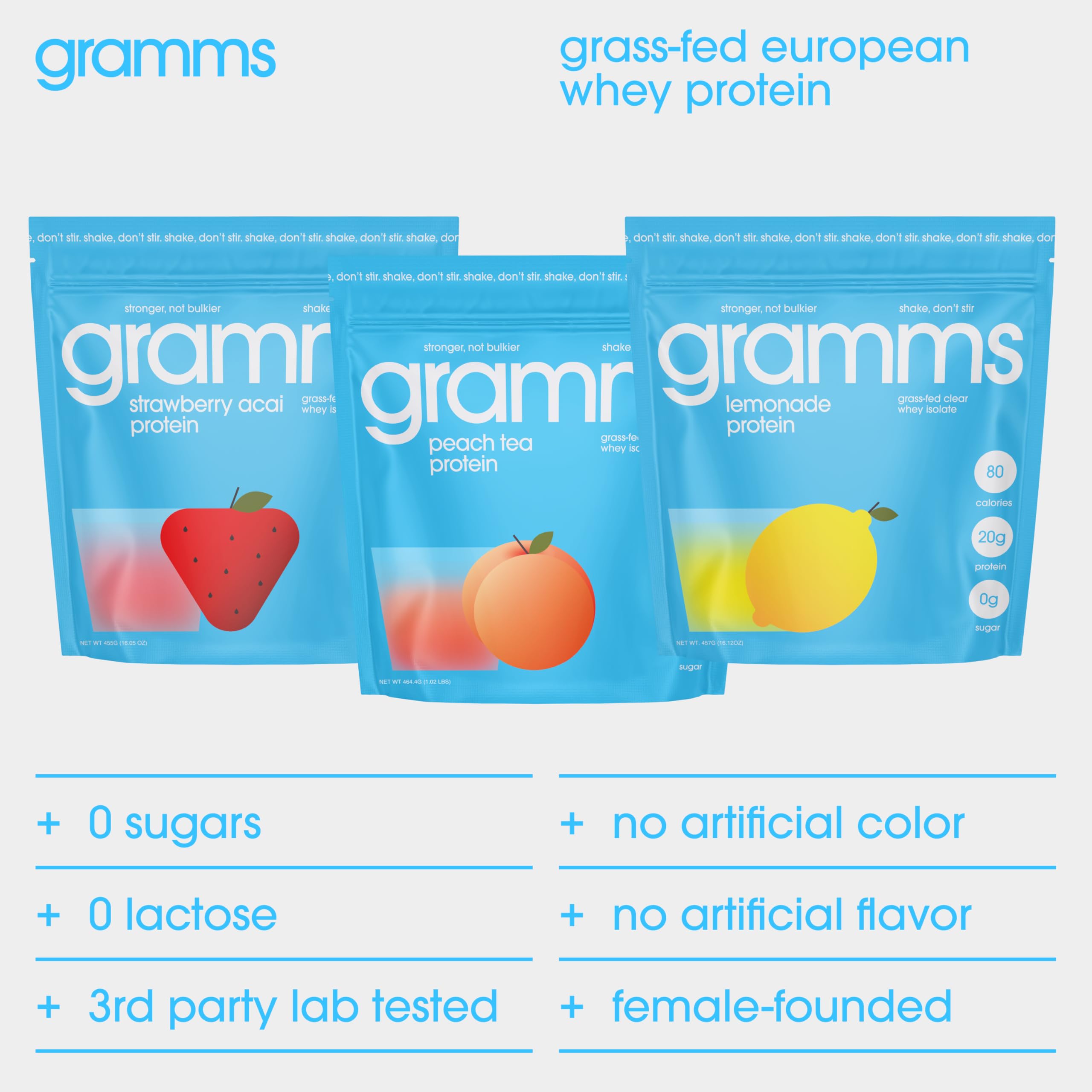 GRAMMS Clear Protein Powder nutrition facts 20g serving