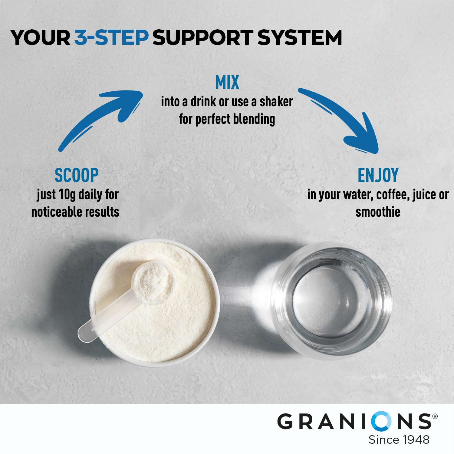 Granions Collagen Complex powder with dispensing scoop