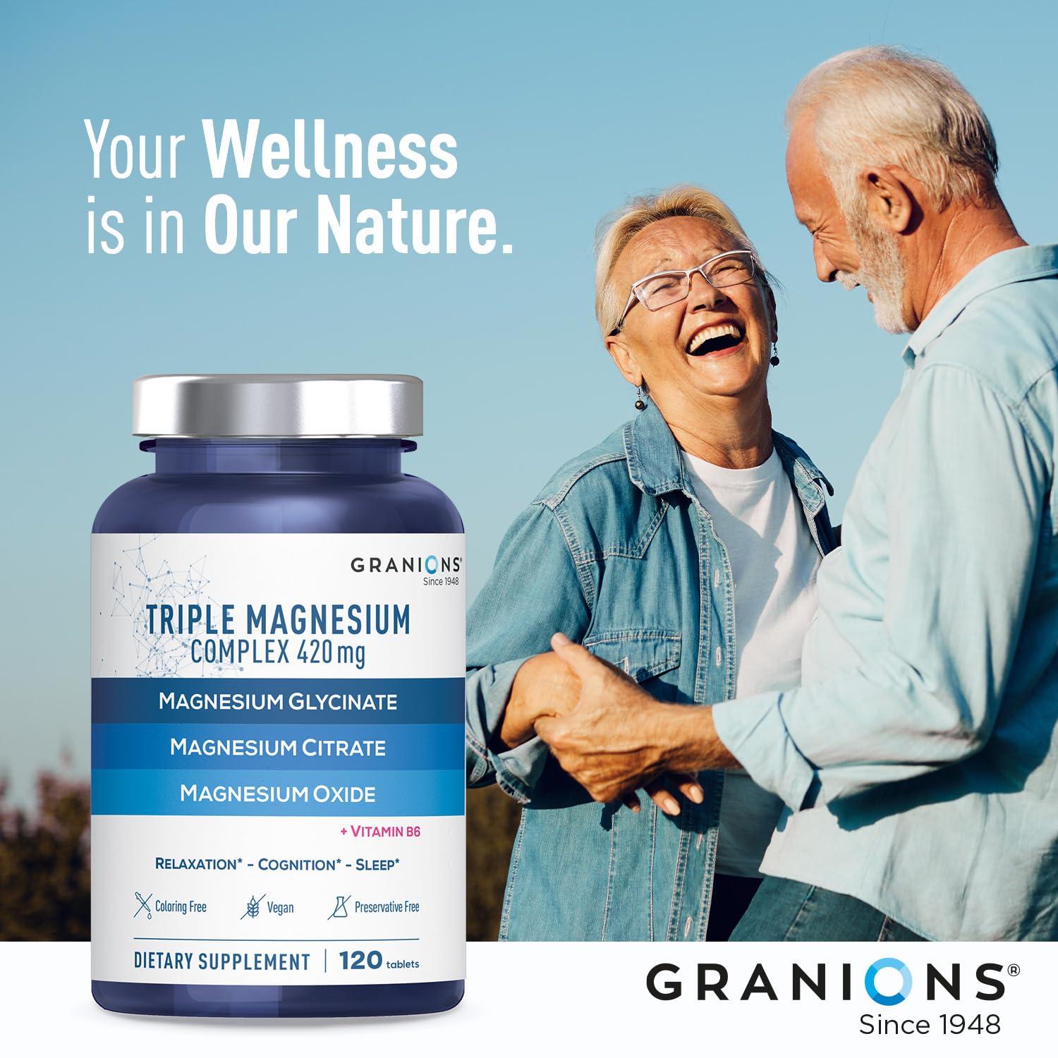 Close-up of easy-swallow magnesium tablets