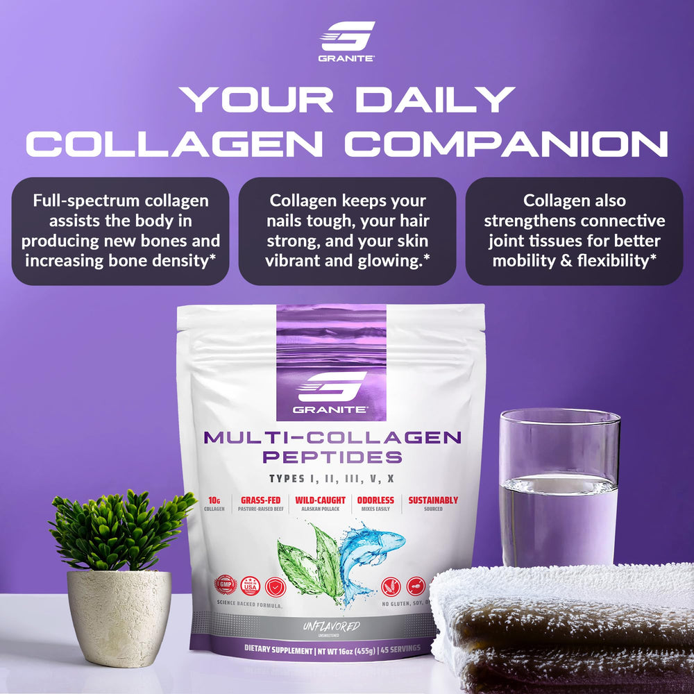 Front view of Granite Collagen Peptides Powder container 16oz