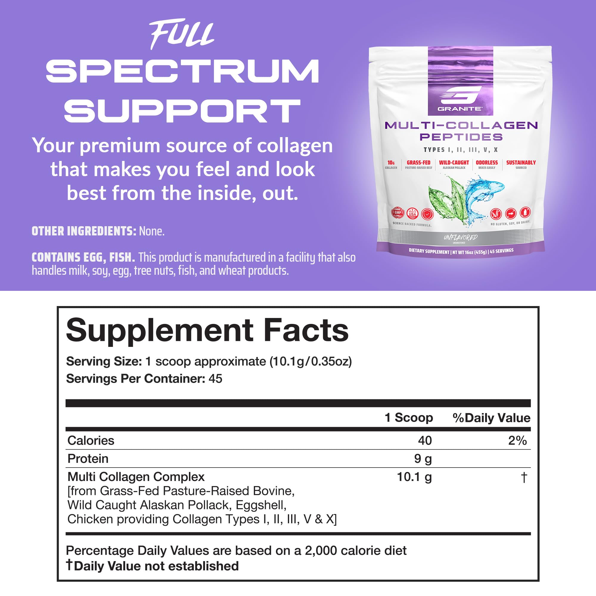 Close-up of collagen peptides powder texture