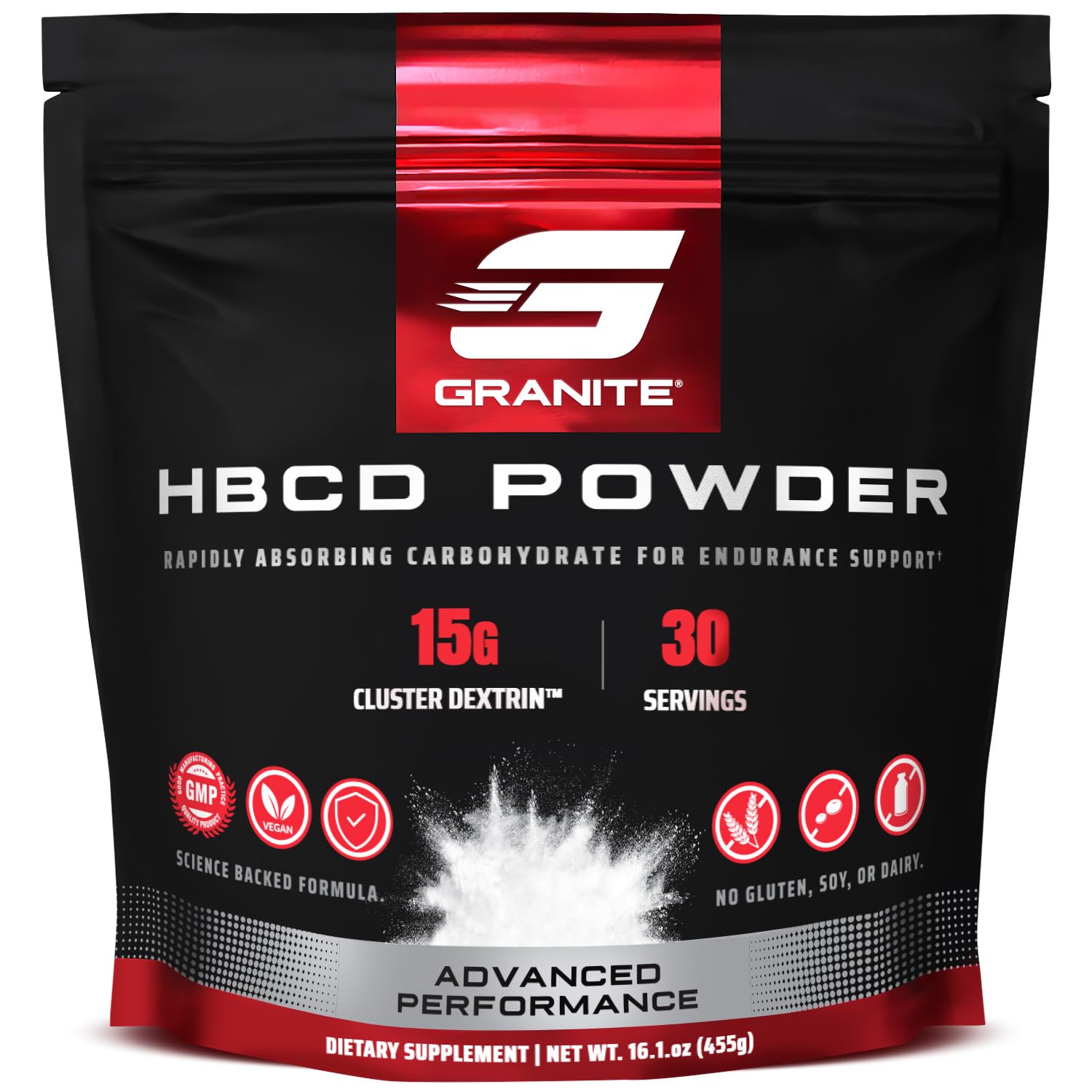 Granite HBCD powder bottle for steady energy during workouts