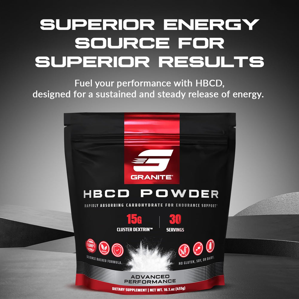 Granite HBCD scoop highlights quick-melt carb delivery for post-workout
