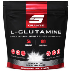 Granite L-Glutamine powder bottle front view