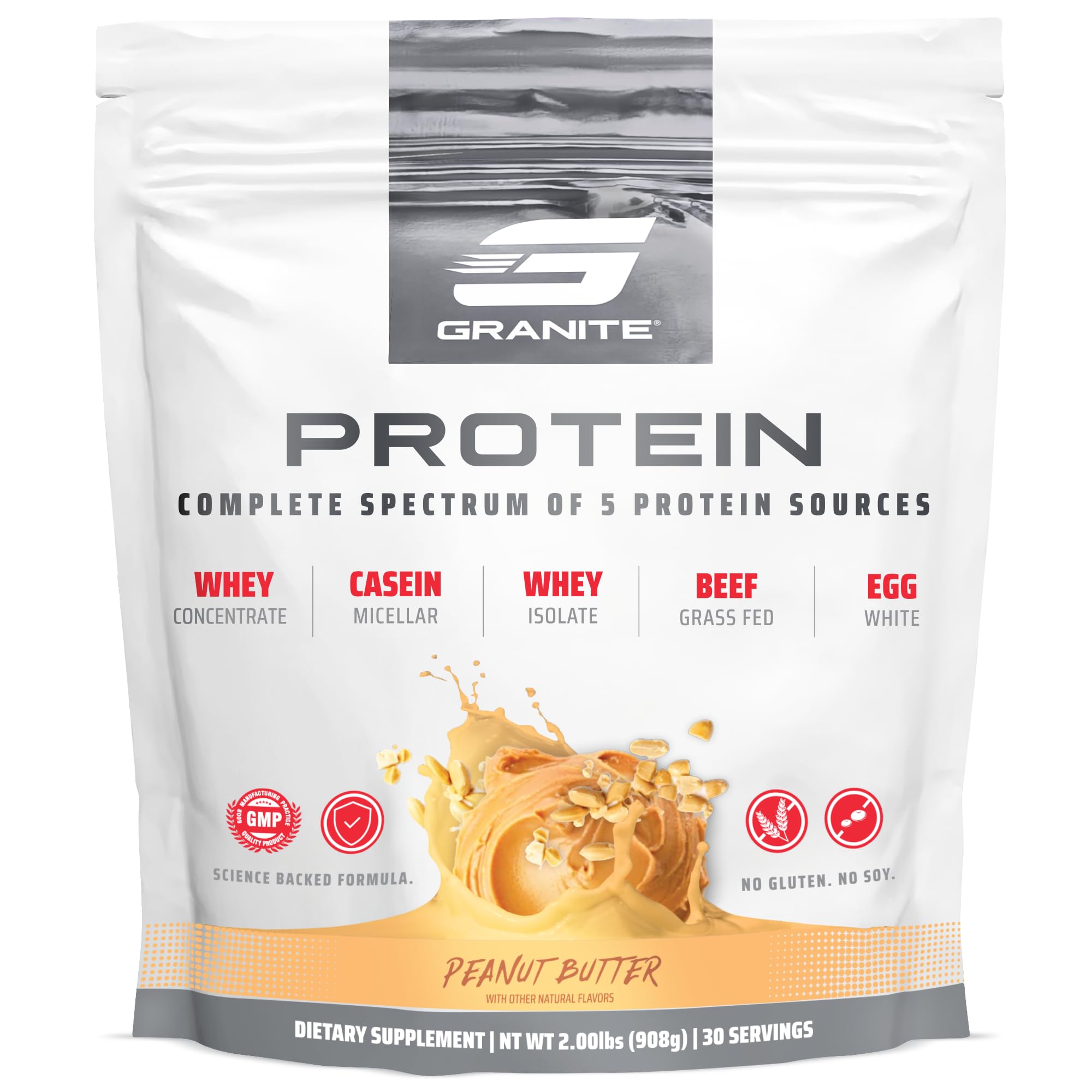Granite Supplements protein powder Peanut Butter jar for convenient lean fueling
