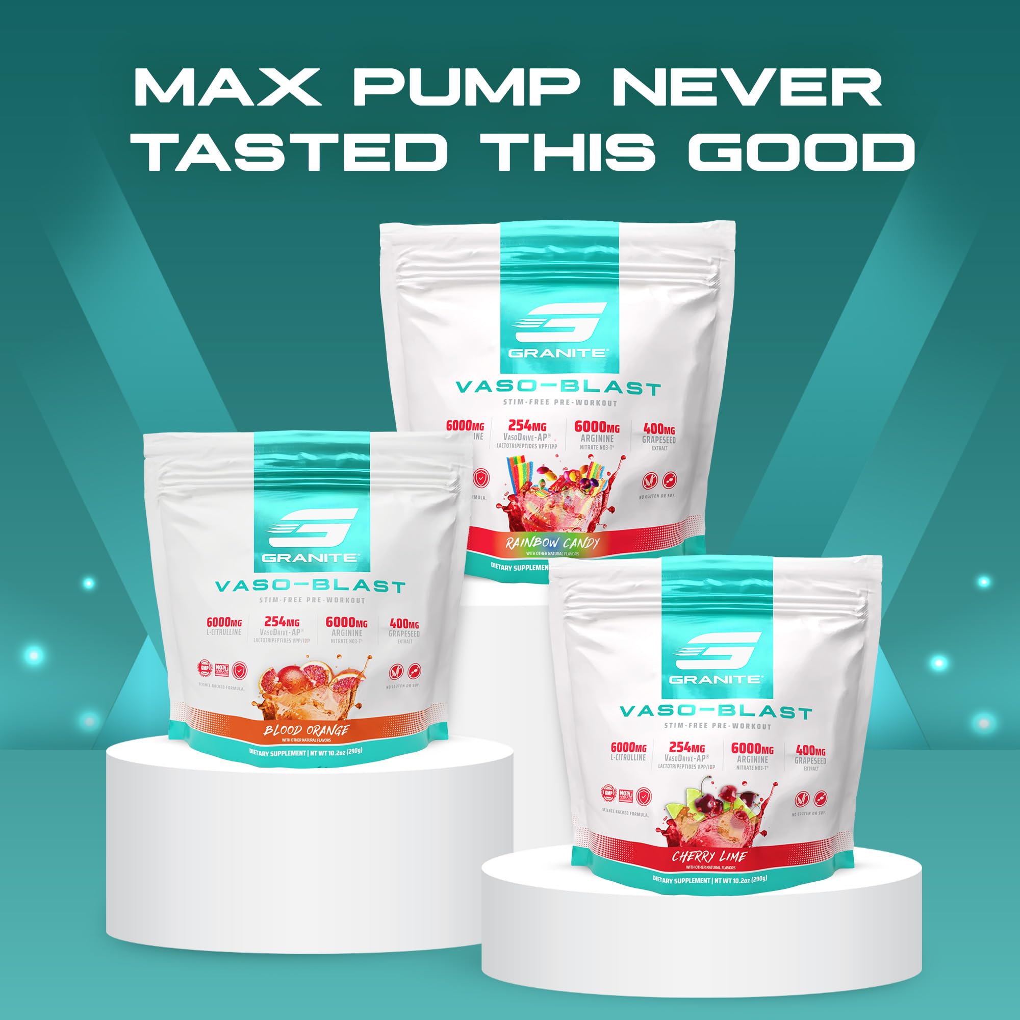 Granite Supplements Vaso Blast Blood Orange flavor stimulant-free pre workout