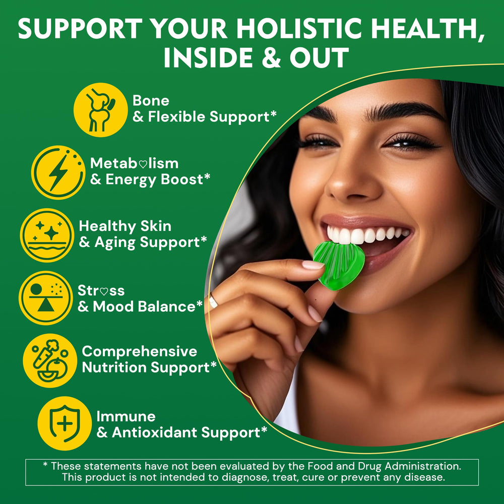 Close-up of grape-flavored moringa gummies