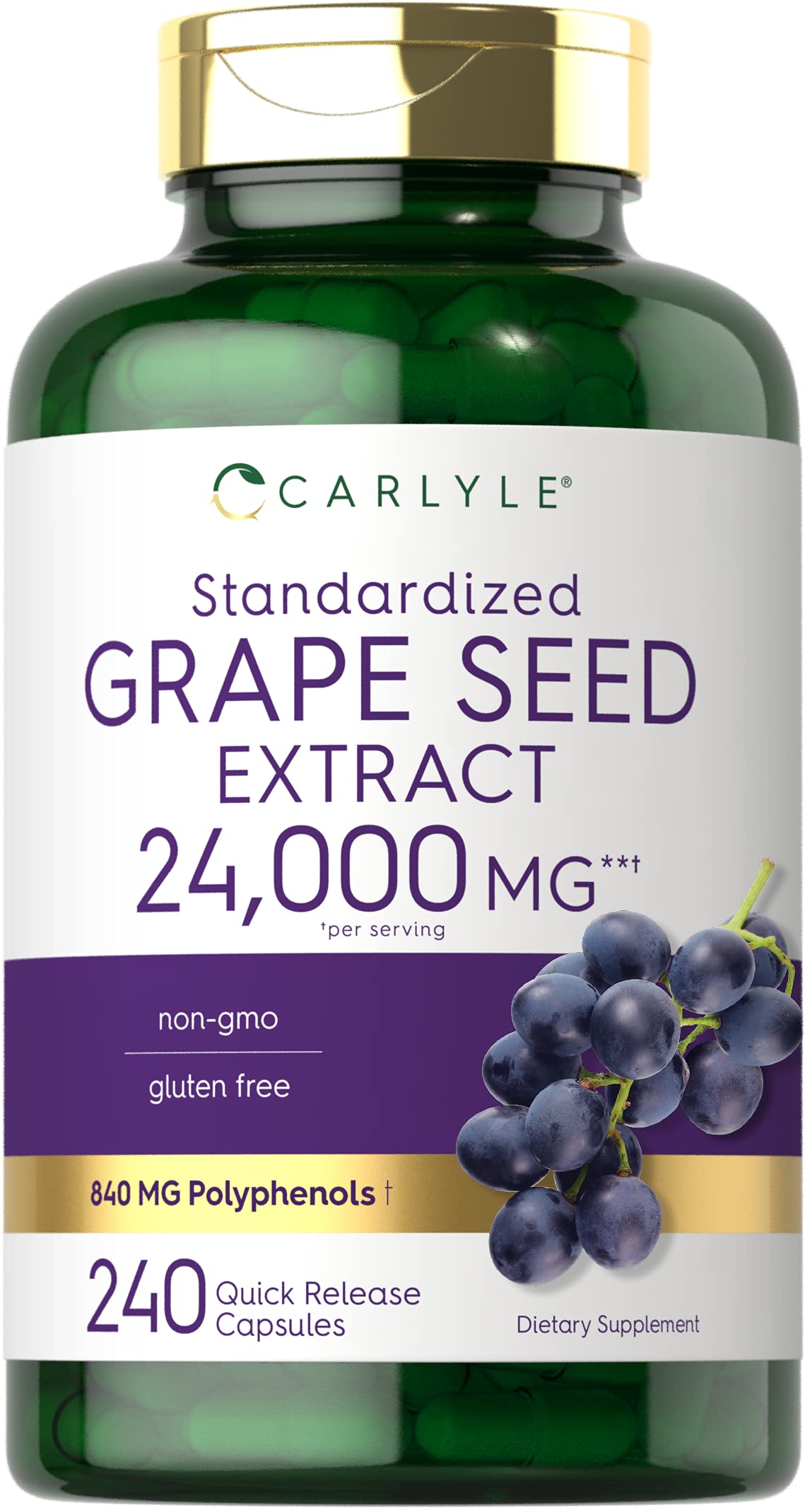 Carlyle Grape Seed Extract bottle and capsules