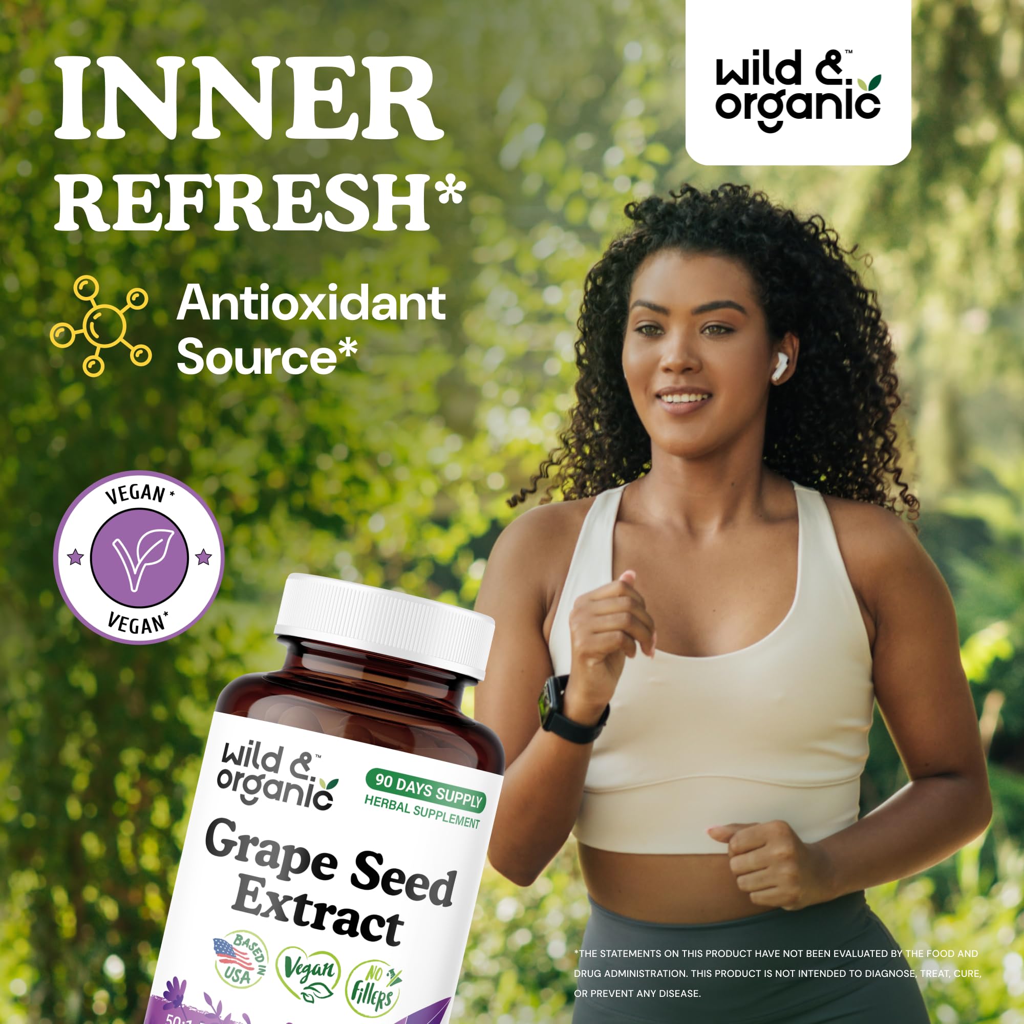 Grape seed extract capsules label showing 20,000 mg equivalent