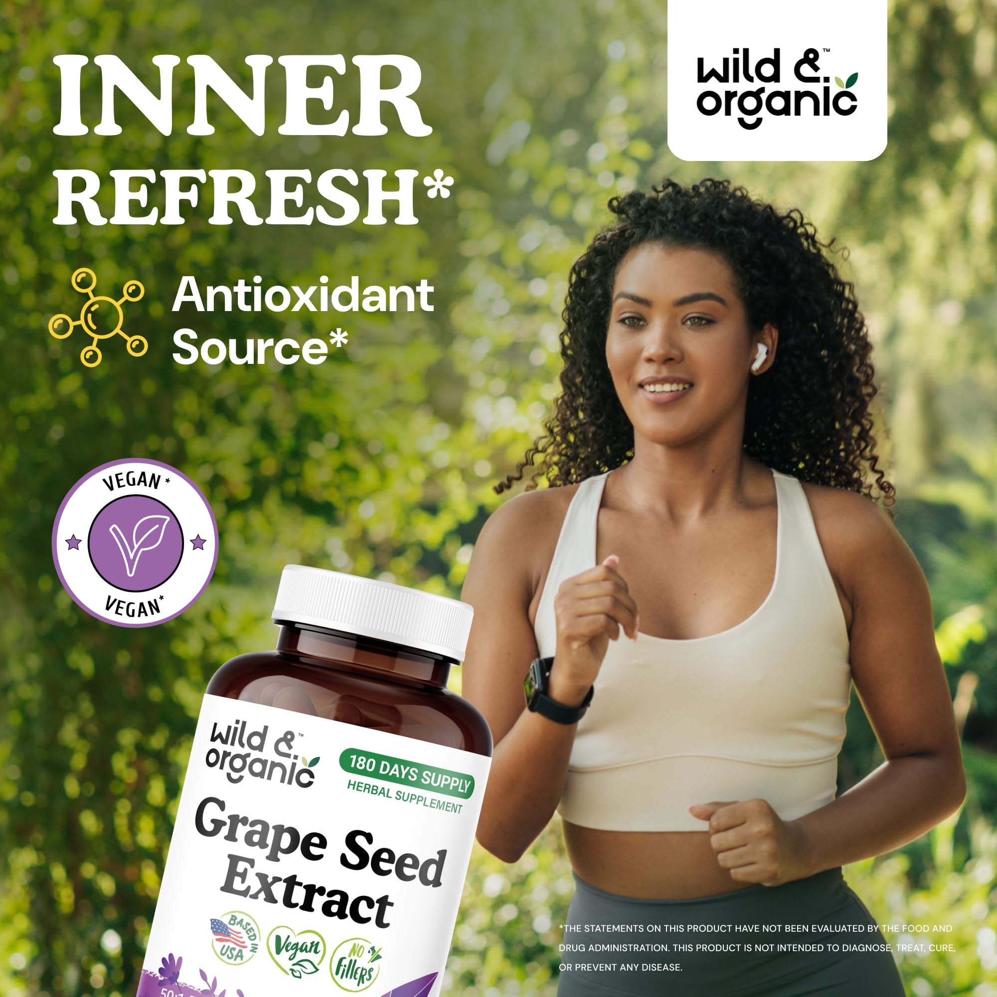 Label showing 400 mg grape seed extract per serving