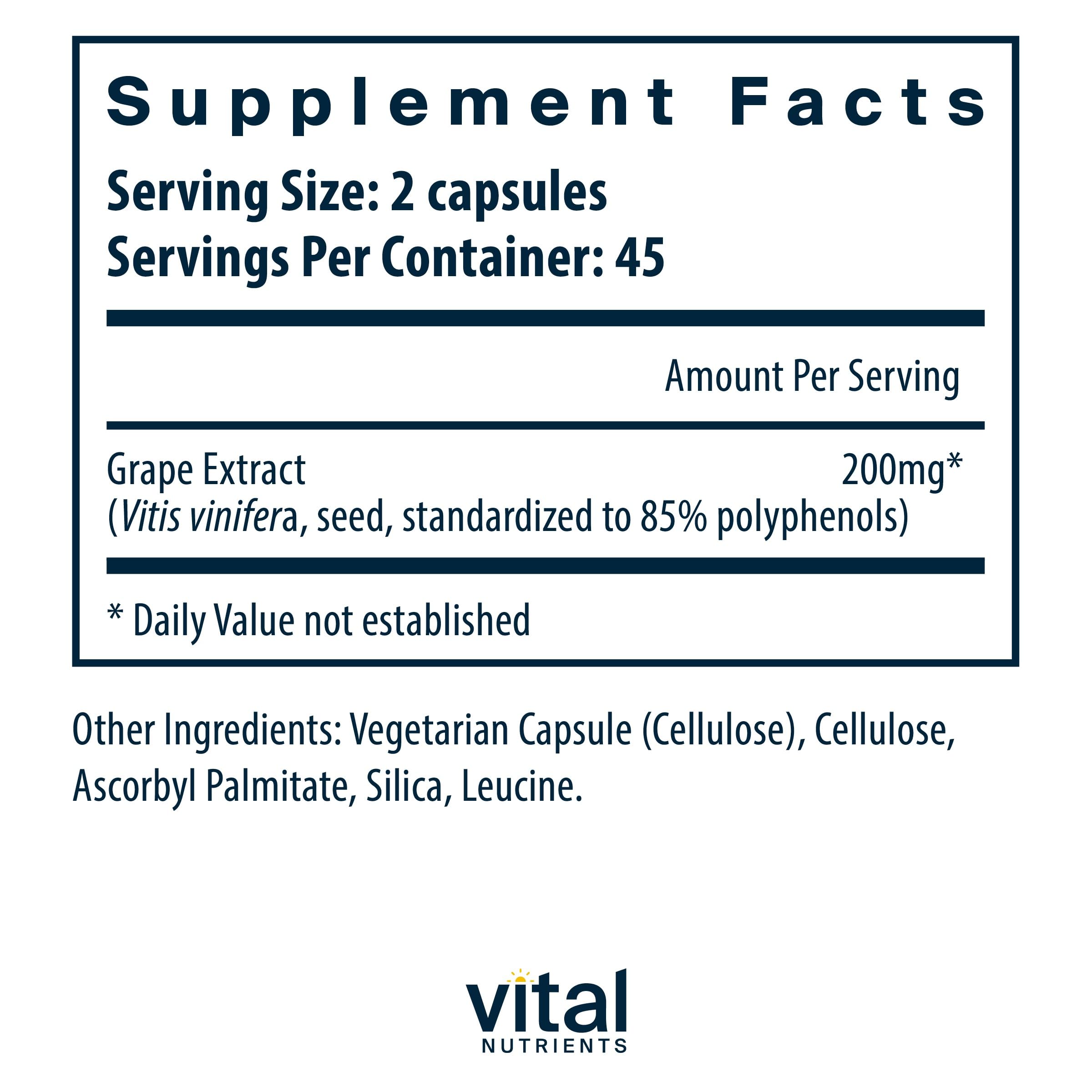 Grape seed extract capsules, 100mg each