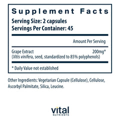 Grape seed extract capsules, 100mg each