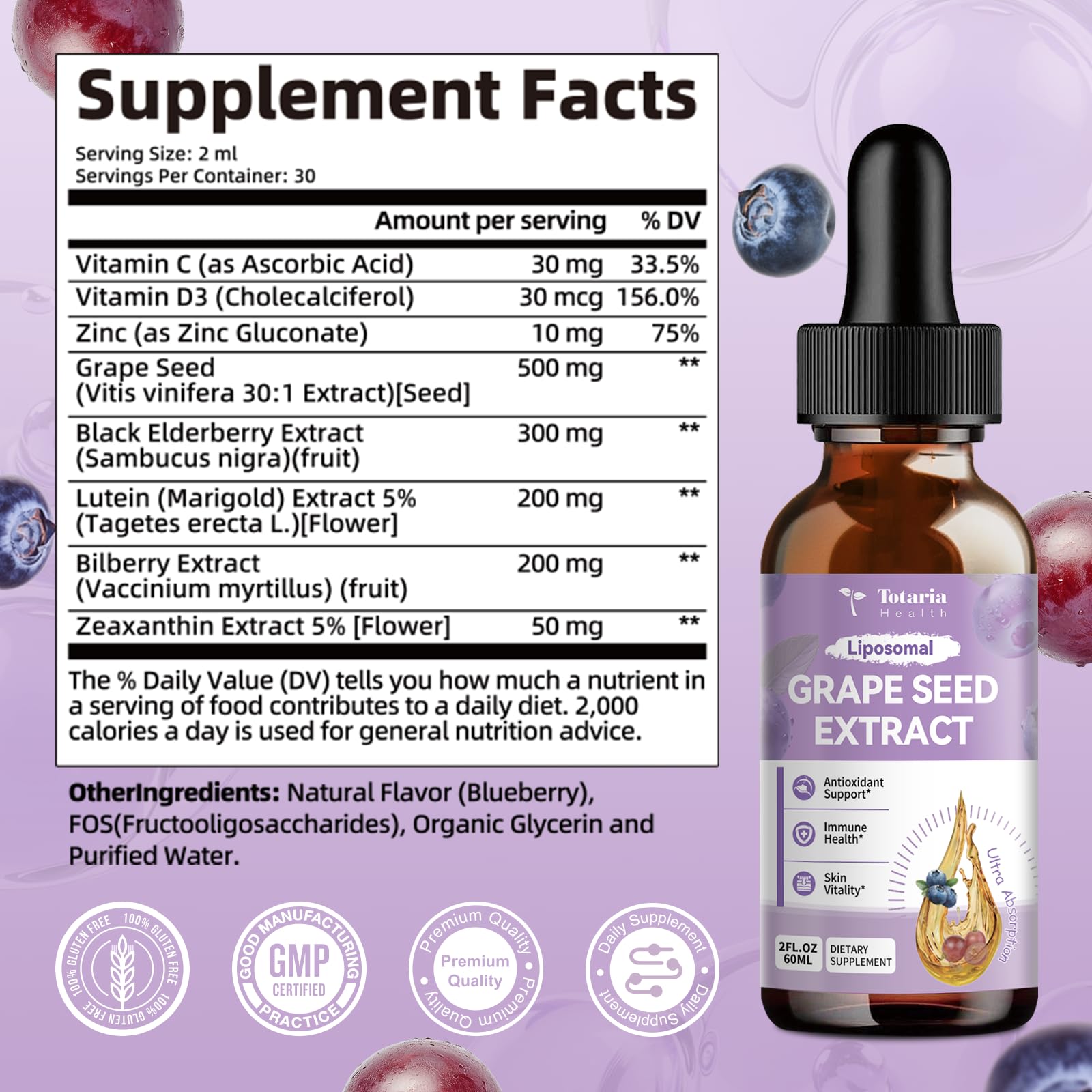 2 fluid ounce bottle shown with non-GMO claim