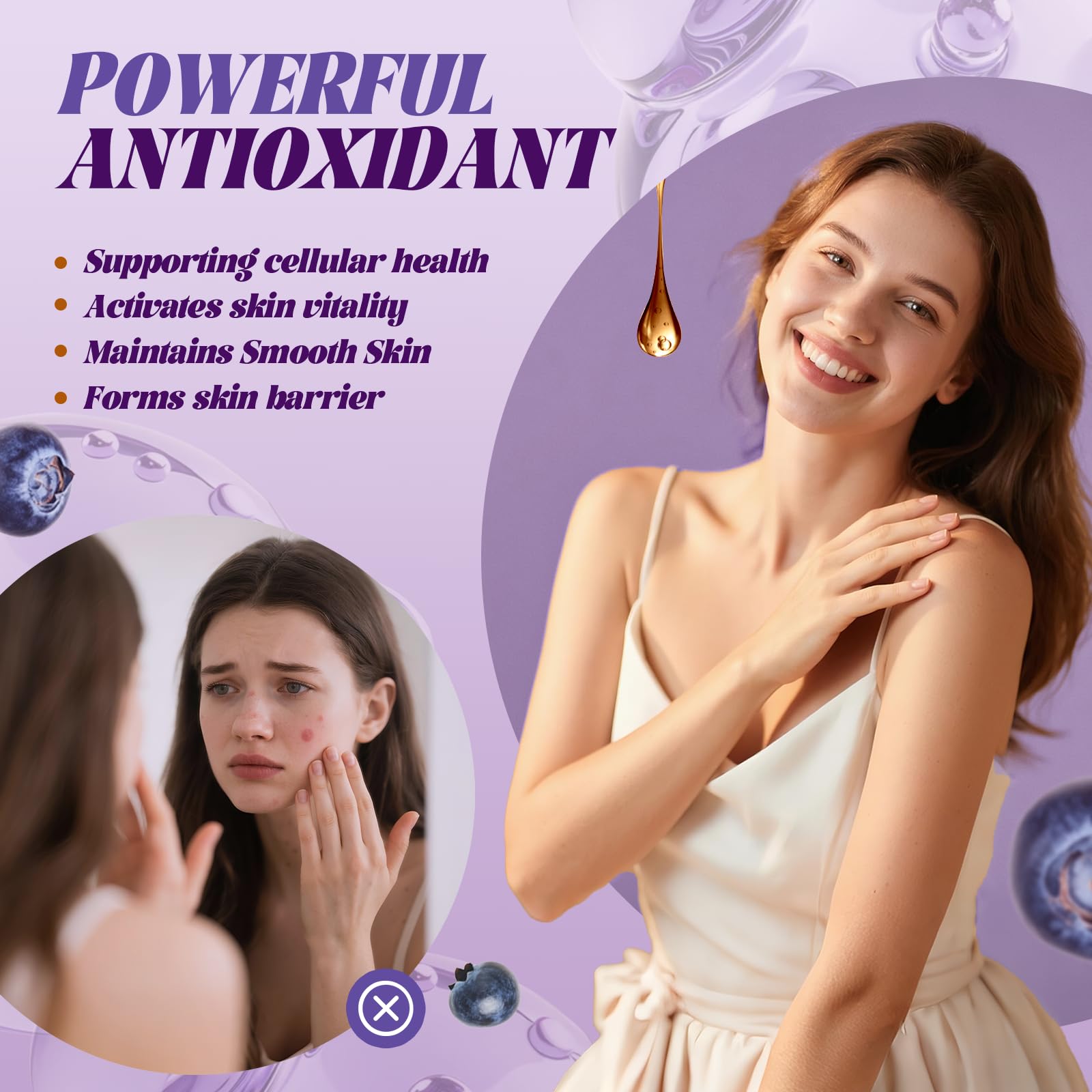 Grape seed extract liquid drops being poured into a spoon