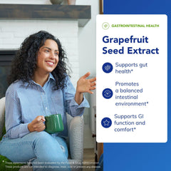 Gastrointestinal health illustration featuring grapefruit seed extract and GI tract