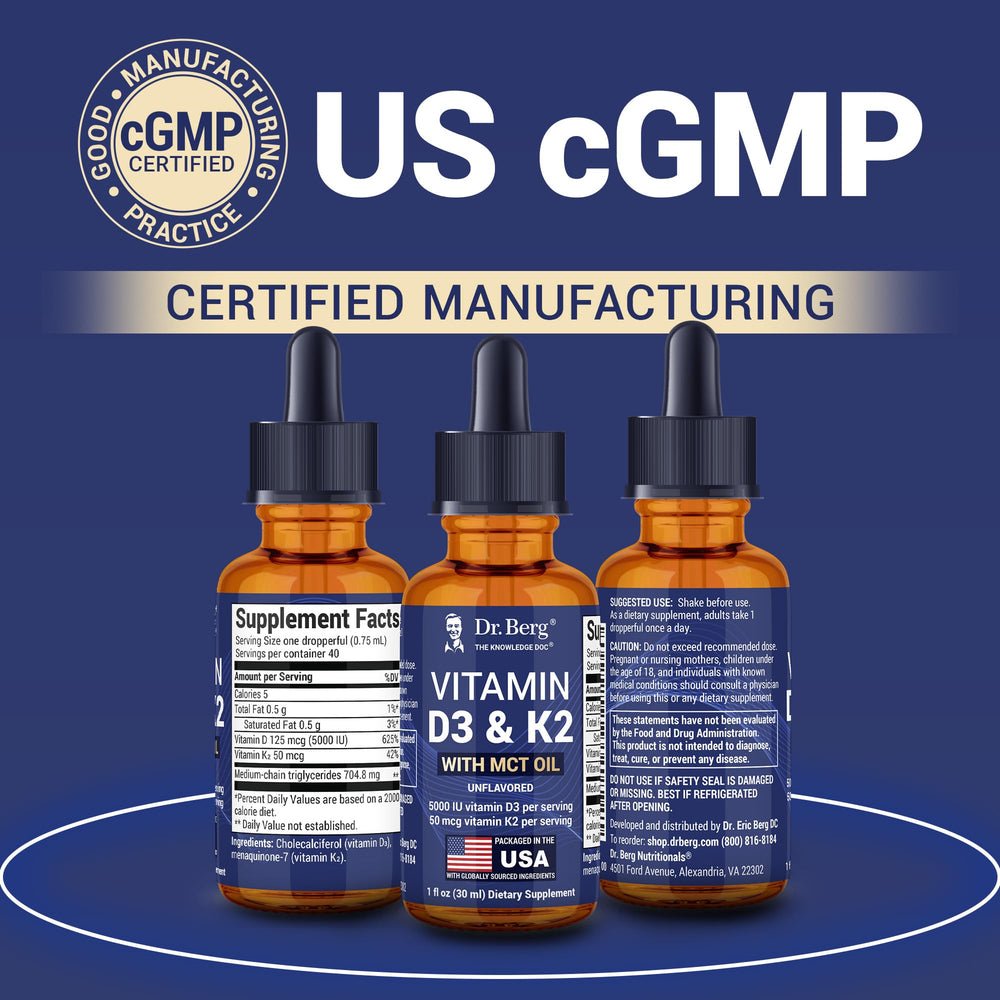 Graphic showing 5000 IU D3 and 50 mcg K2 per serving