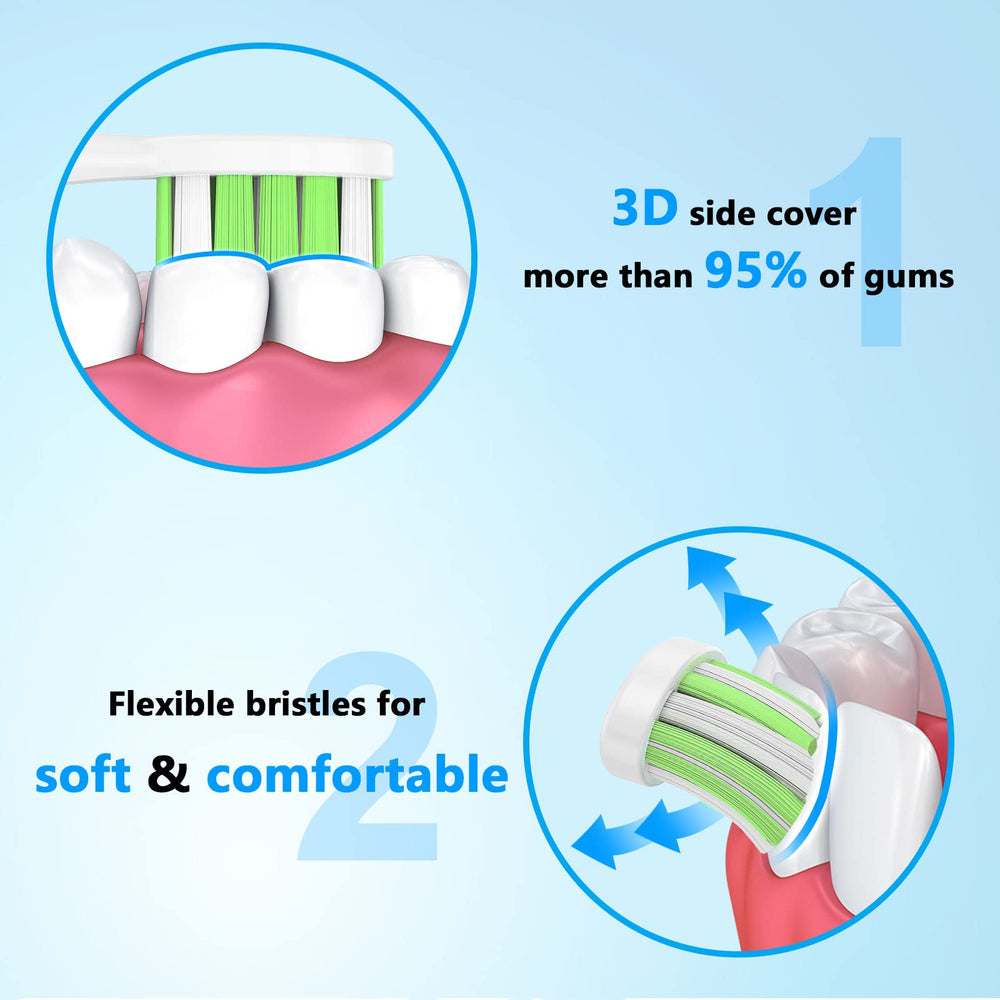 Grasnugie replacement toothbrush heads in hygienic sealed cap packaging