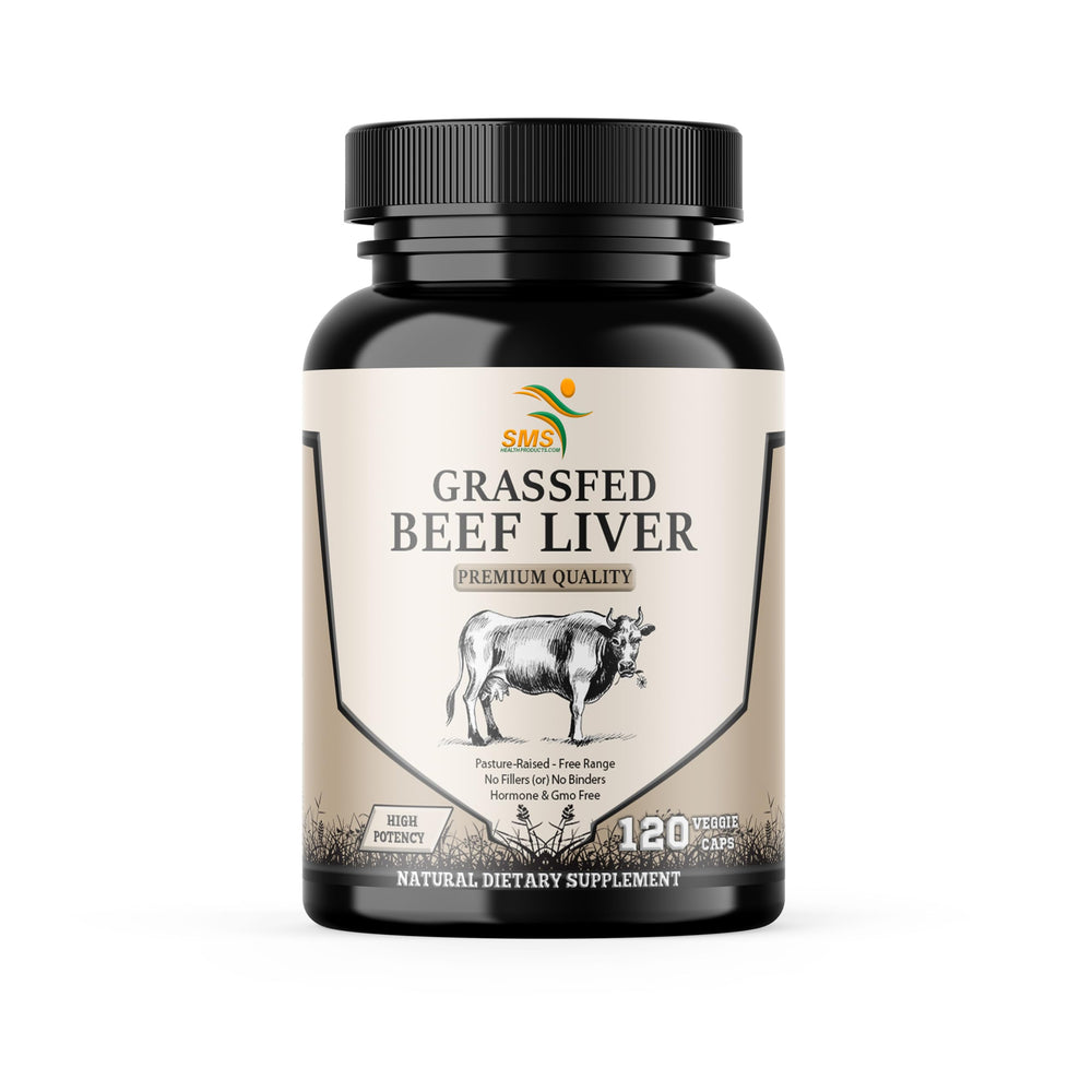 Bottle of grass-fed desiccated beef liver capsules