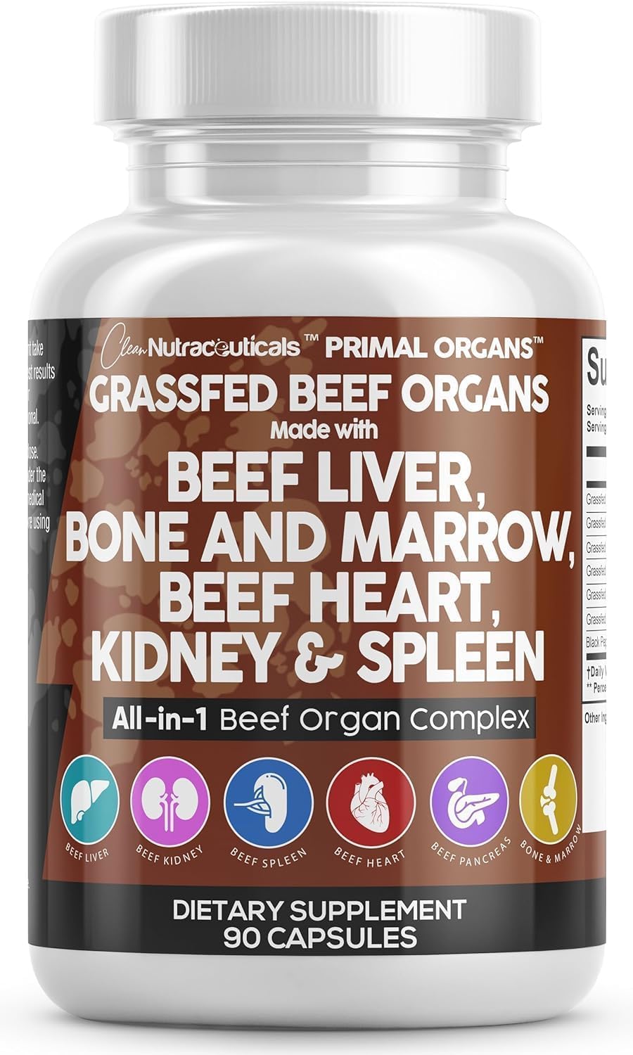 Grass-fed beef liver capsules with desiccated organs