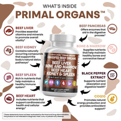 USA-made grass-fed beef liver organs supplement