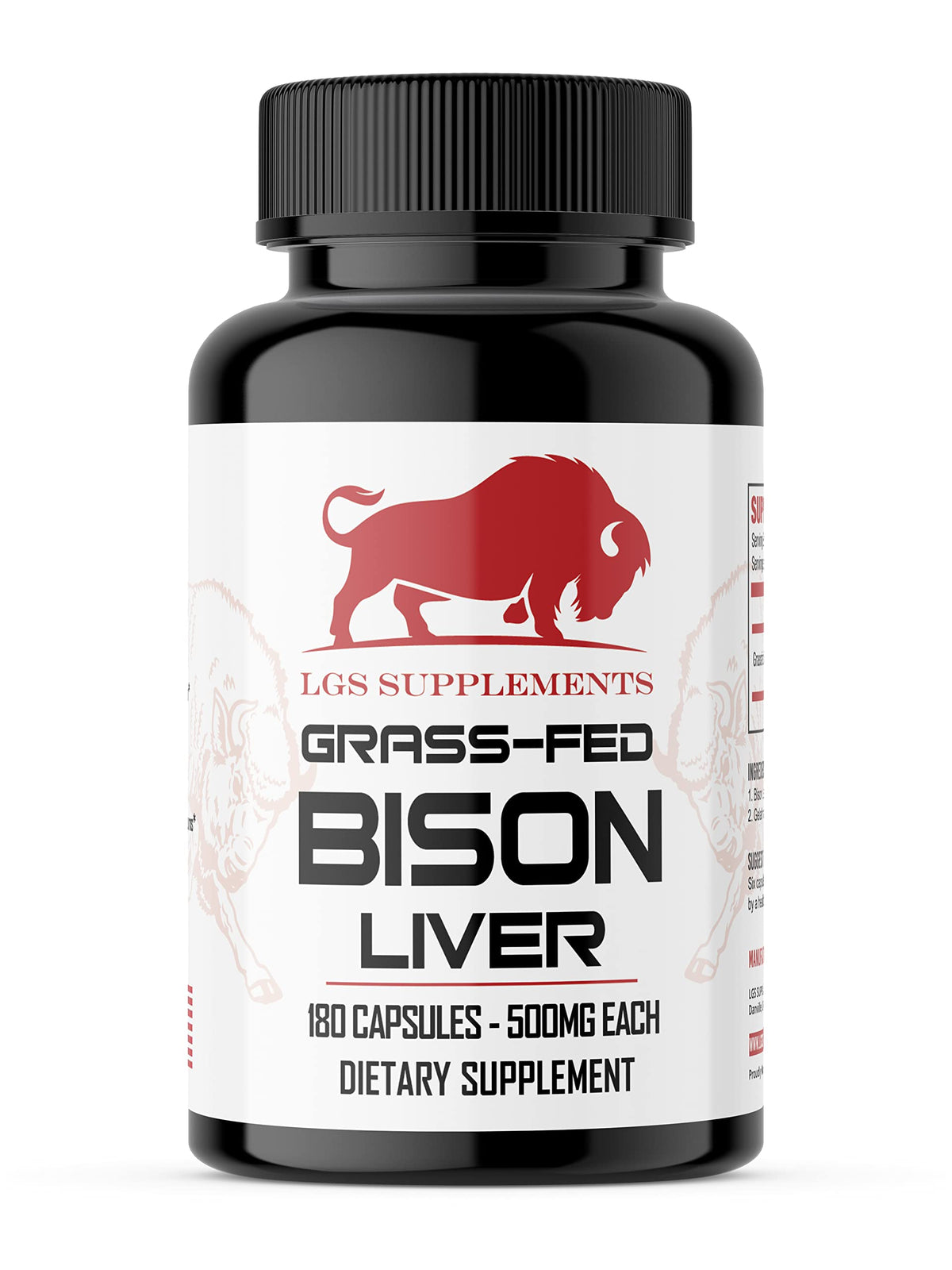 Bottle of Grass Fed Bison Liver Capsules 3000mg