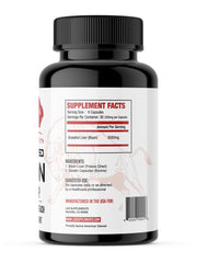 Close-up of Grass Fed Bison Liver Capsules bottle