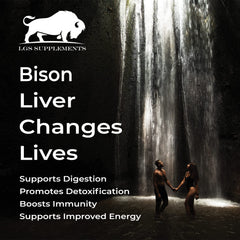 Nutrition facts panel on Grass Fed Bison Liver Capsules bottle