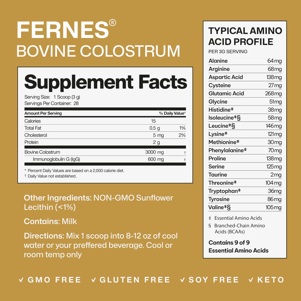Colostrum powder dissolving in a glass of water