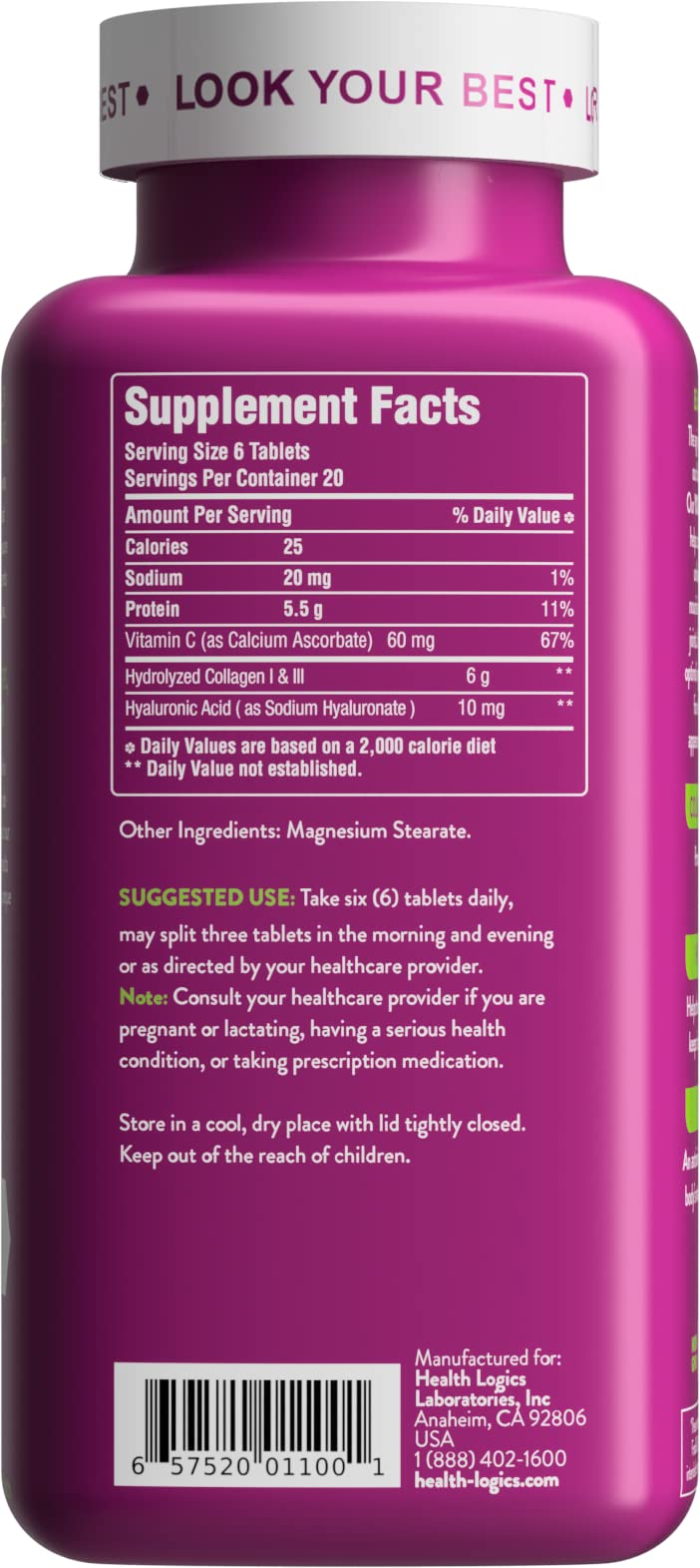 Grass-fed collagen tablets close-up