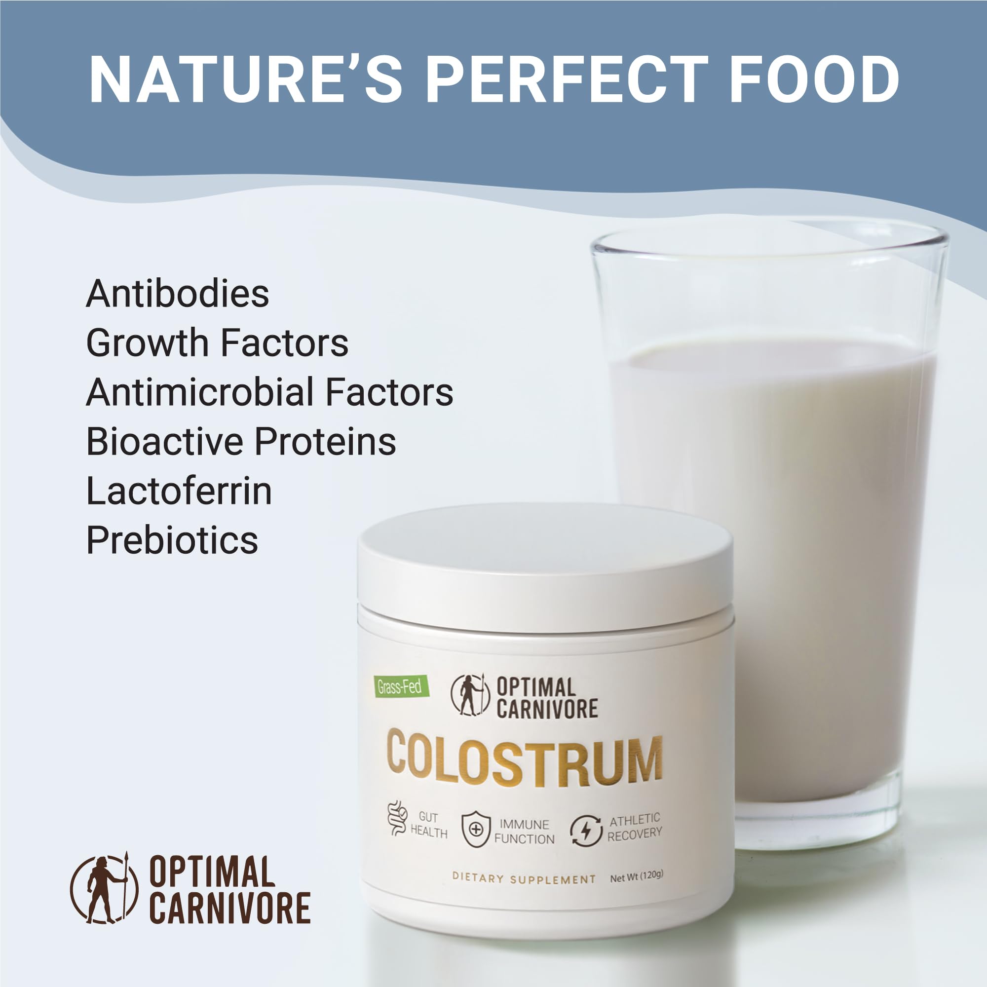 Serving suggestion: scoop of colostrum powder in a glass
